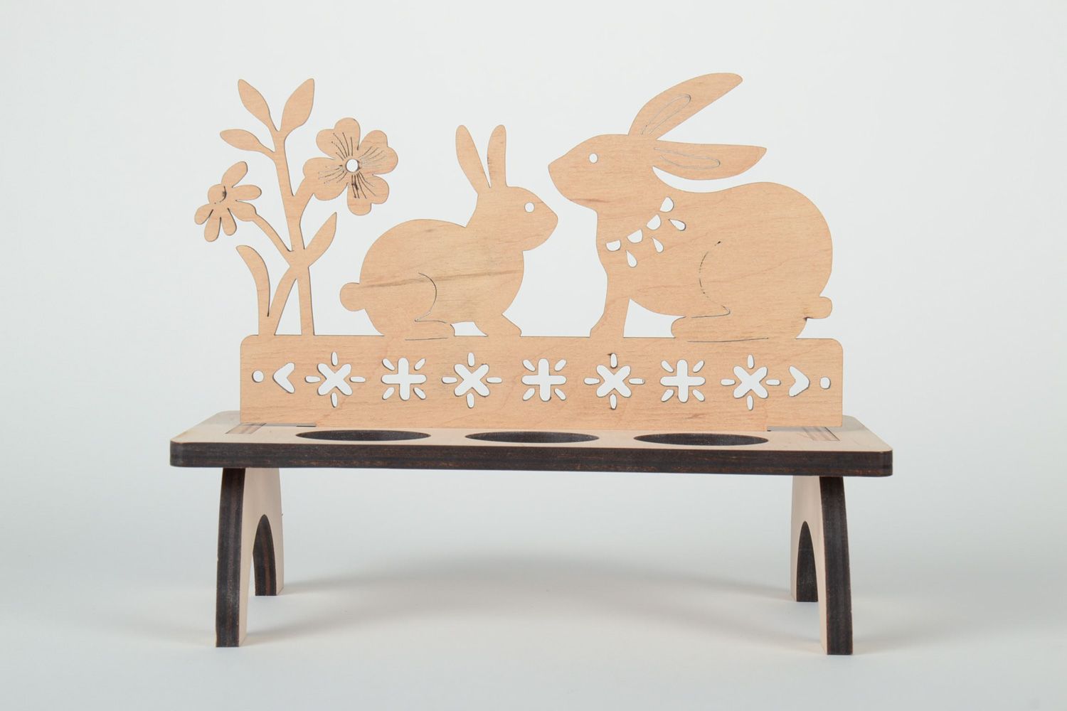 Handmade plywood blank holder for 6 Easter eggs with sack bag photo 2