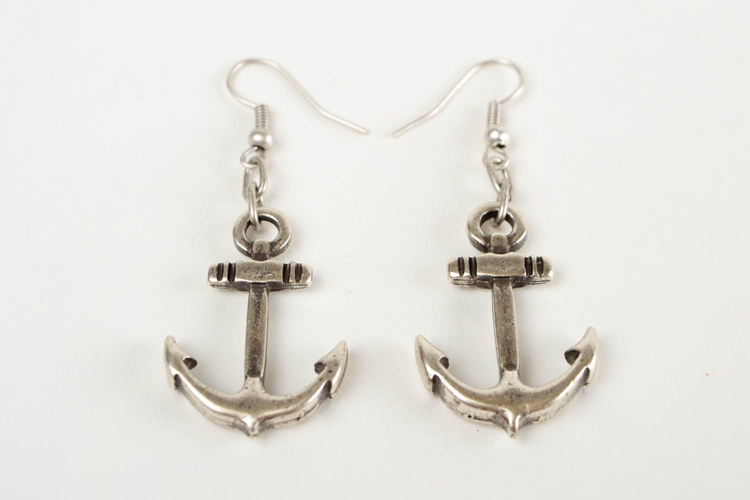 Handcrafted metal accessories anchor earrings women gift idea girls designer photo 4