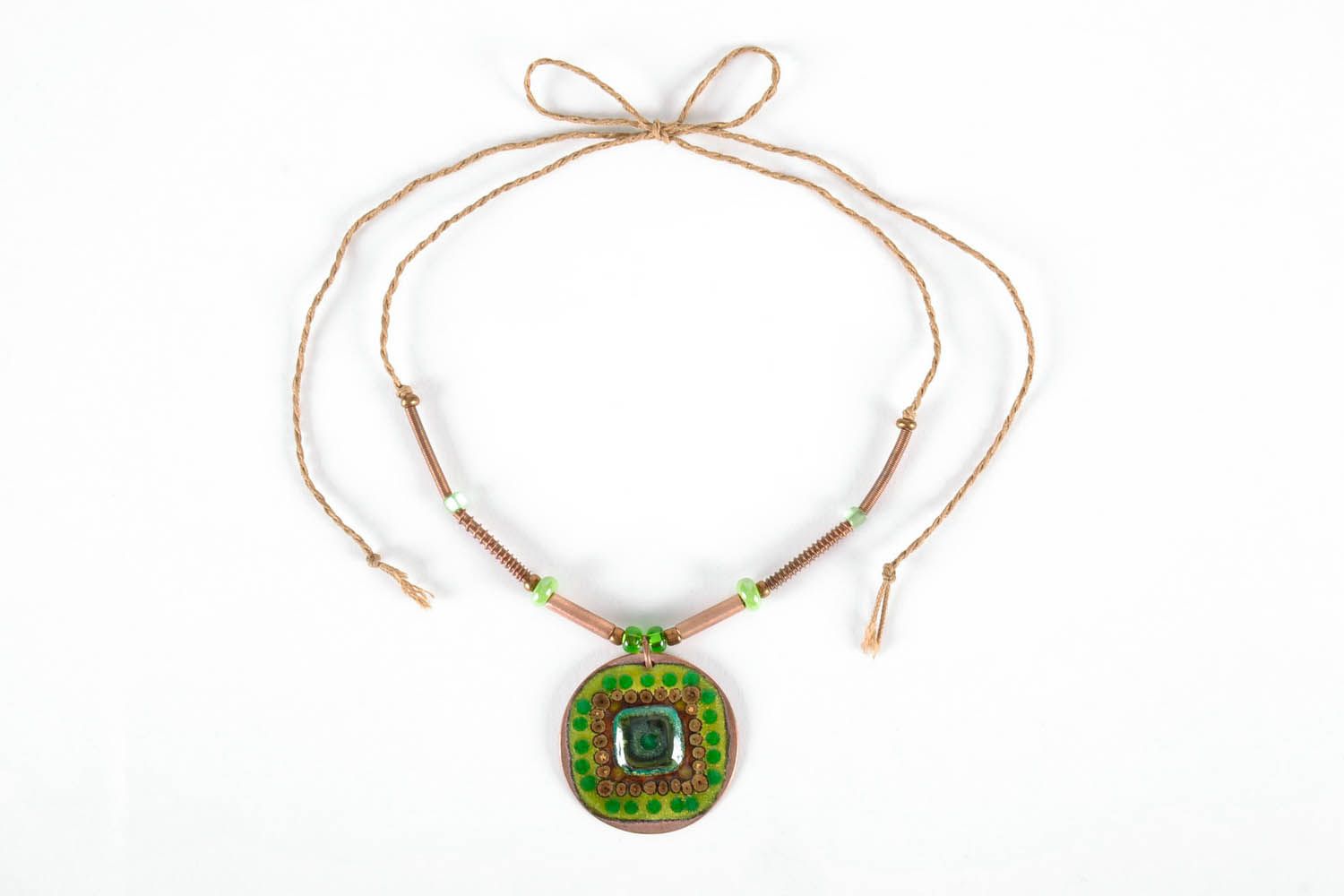 Copper pendant with hot enamel photo 1