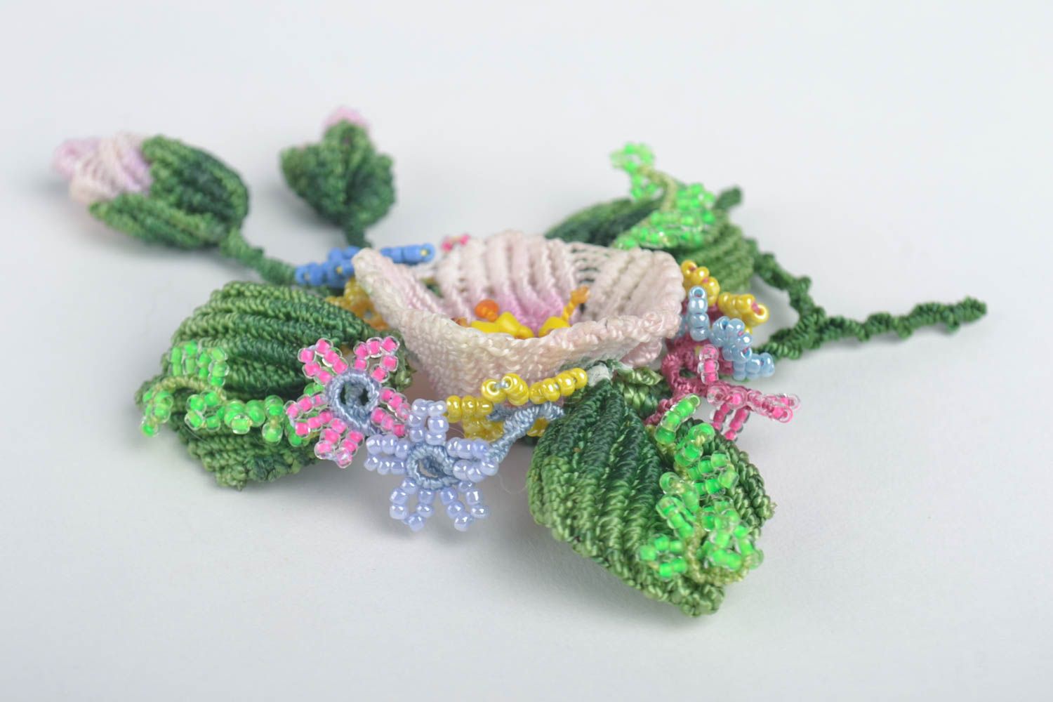 Fleurs textiles faites main Fourniture bijoux macramé Loisirs créatifs photo 2