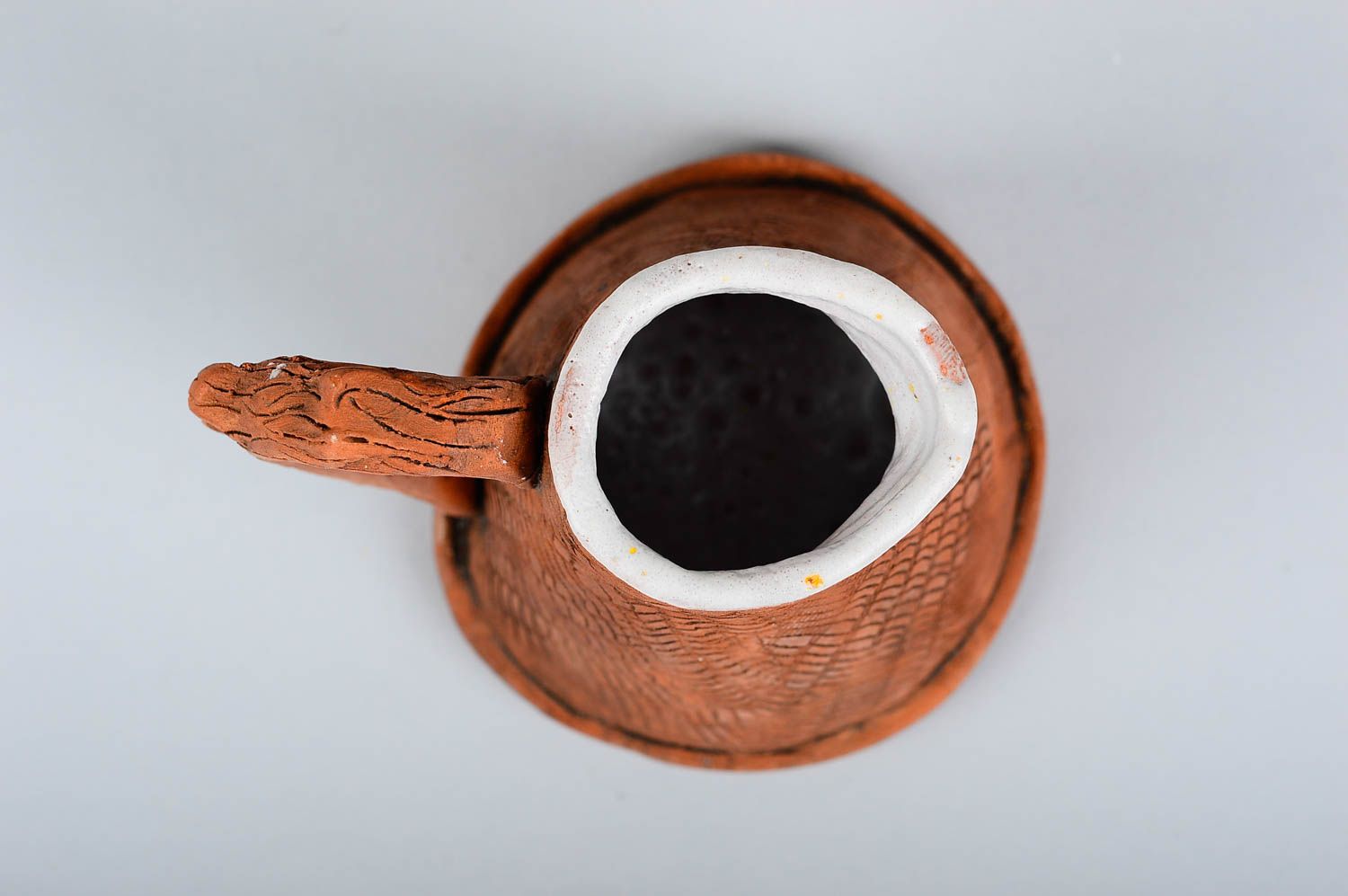 Турка для кофе ручной работы керамическая турка посуда для кофе с глазурью белой фото 4