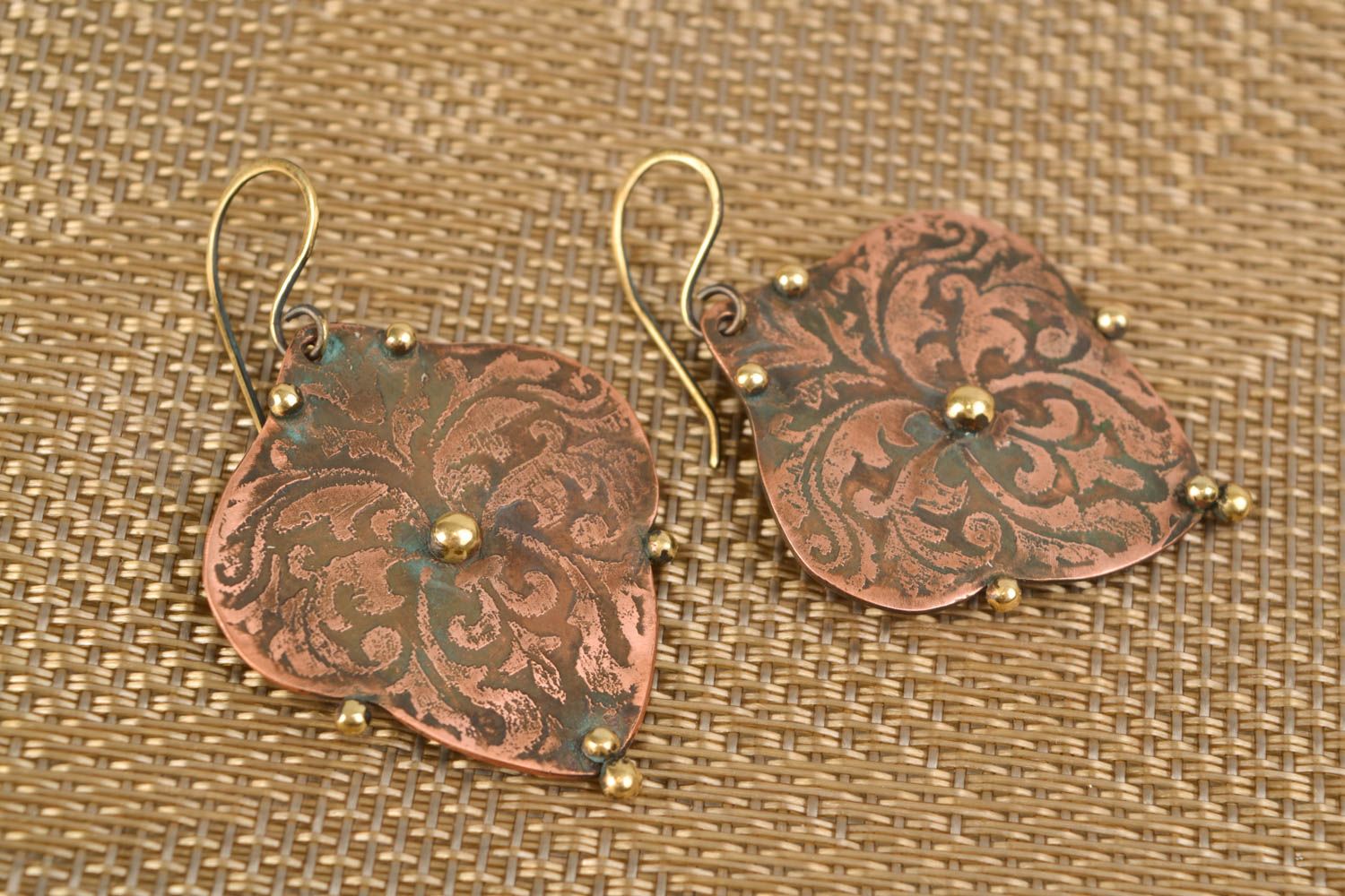 Copper and latten earrings photo 1