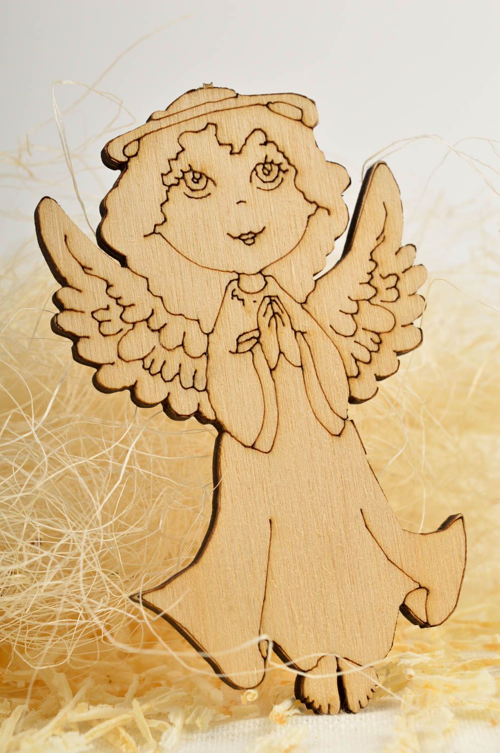 Handmade Figur aus Holz Holzartikel zum Bemalen ausgefallenes Geschenk Engel foto 1