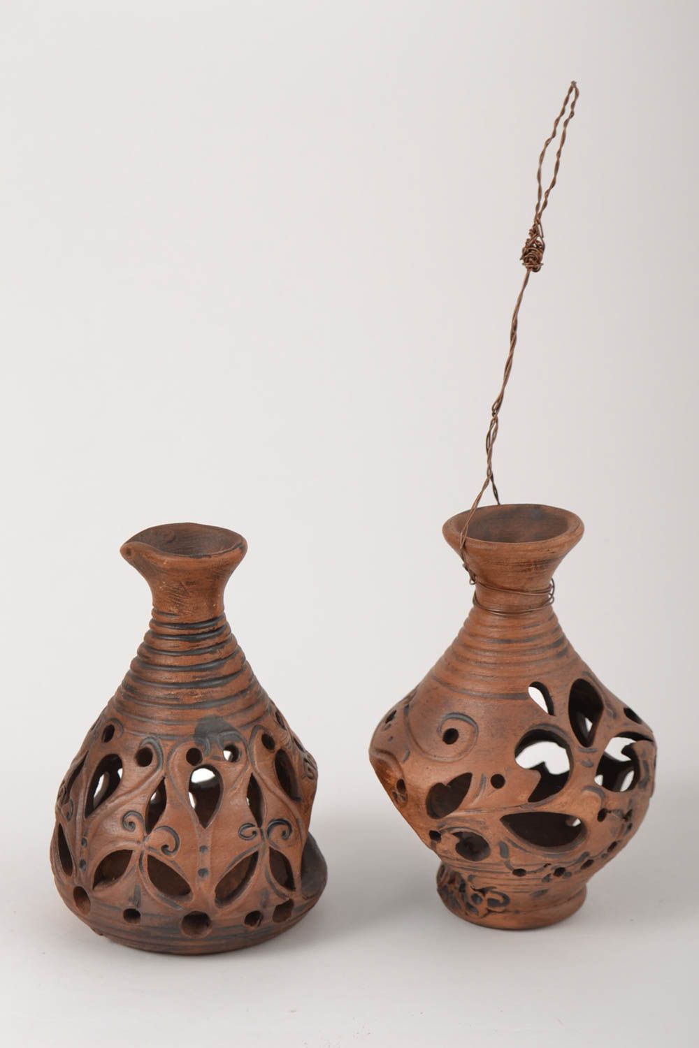 Dos portavelas de cerámica hechos a mano sostenedores de velas regalo original foto 3