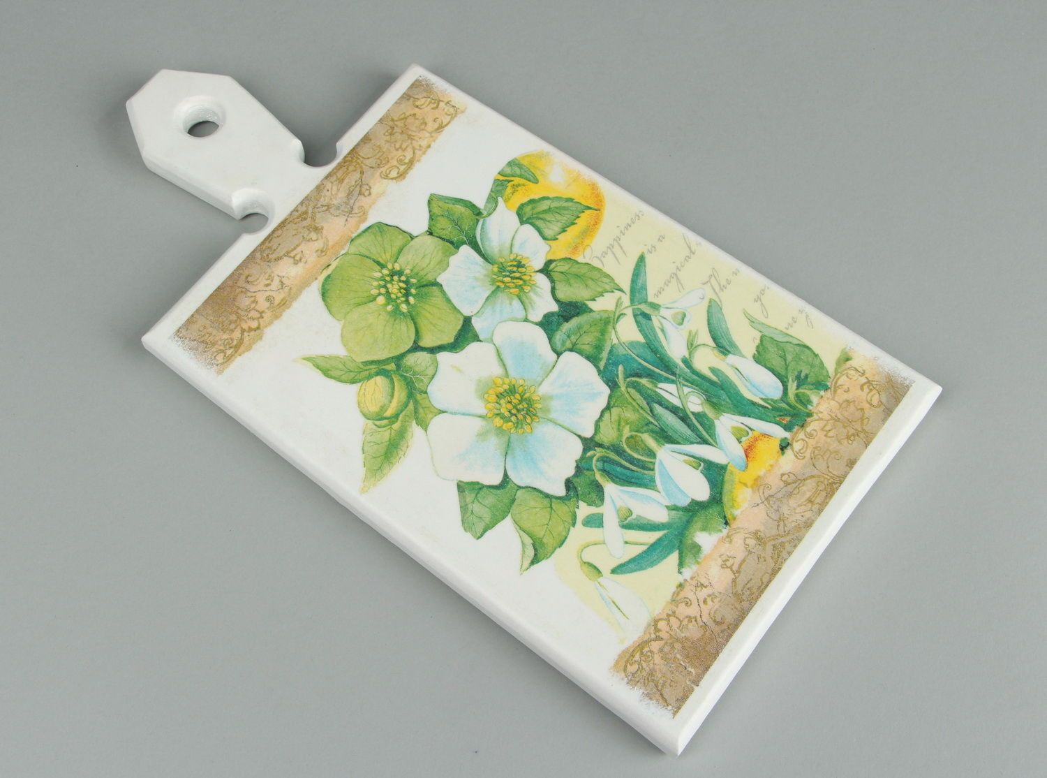 Wooden panel in the form of the cutting board Flowers photo 5