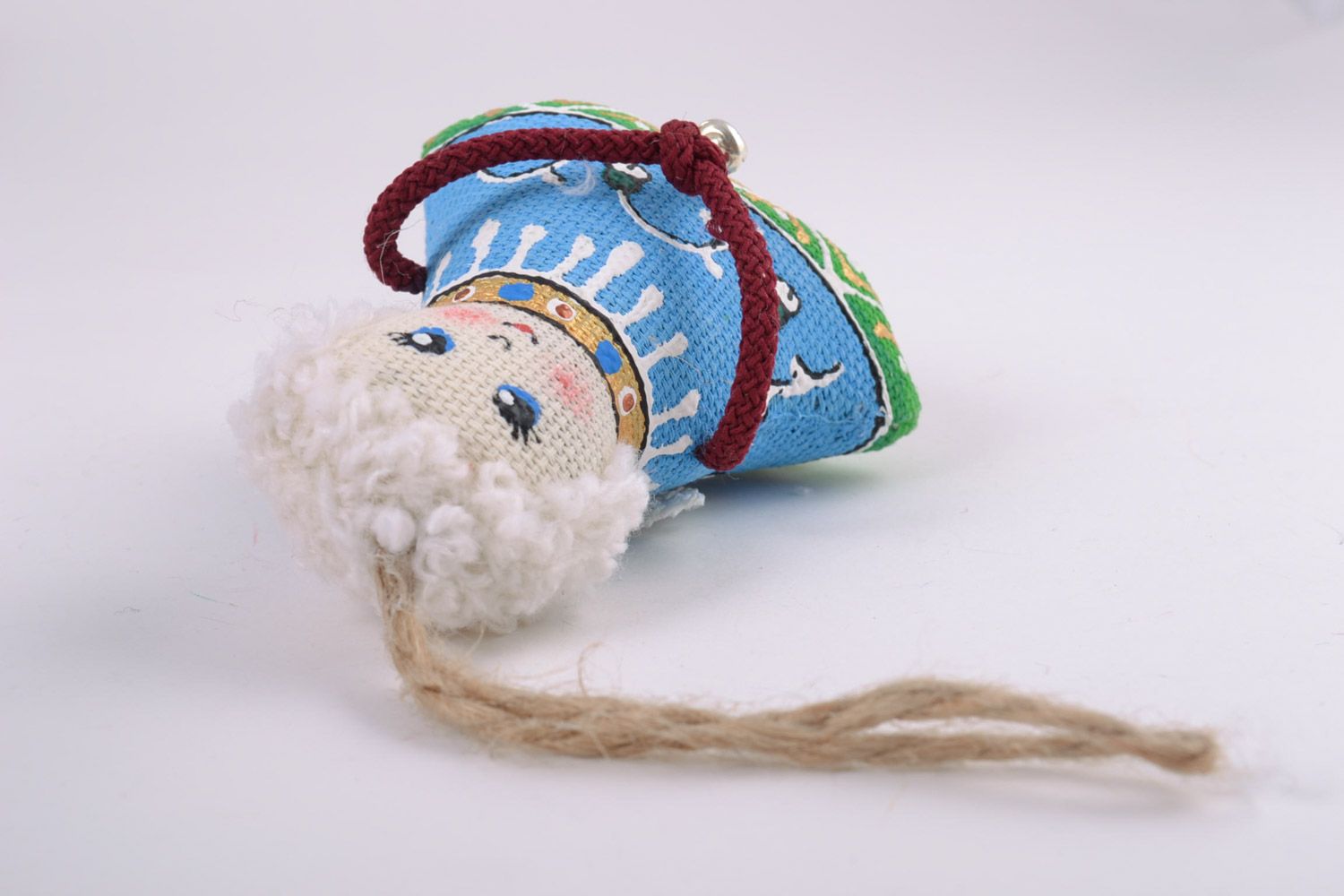 Handgefertigter Deko Anhänger aus Textil Engel mit Bemalung klein aromatisiert foto 4