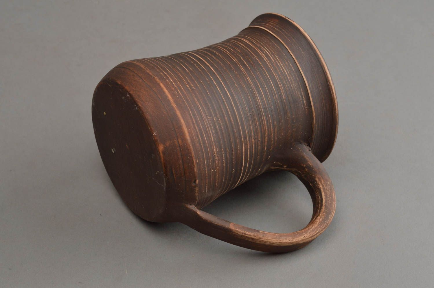 Vaisselle marron tasse originale en argile faite main poterie 60 cl écologique photo 4