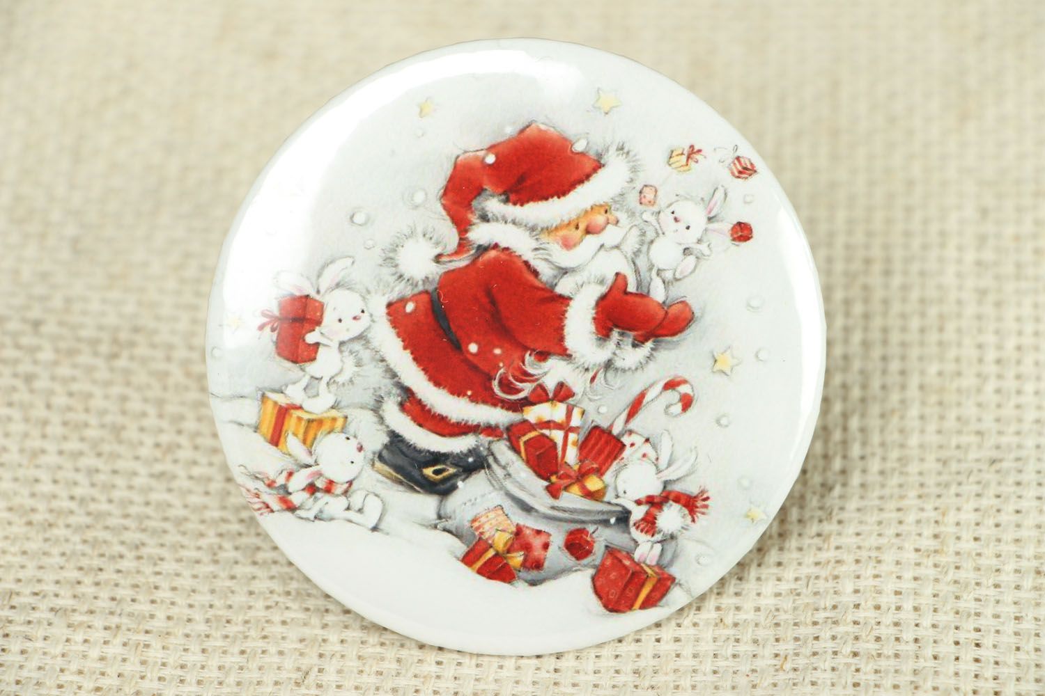 Pocket mirror with New Year's print photo 1