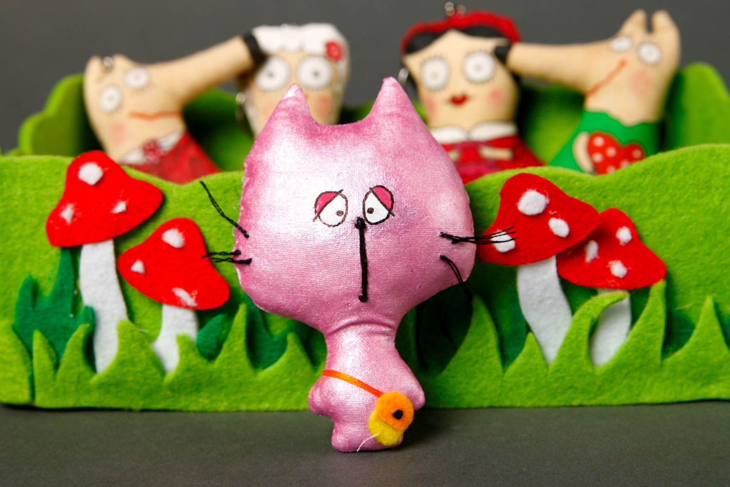 Broche textile Bijou fait main sympa chat rose en coton Accessoire femme  photo 1