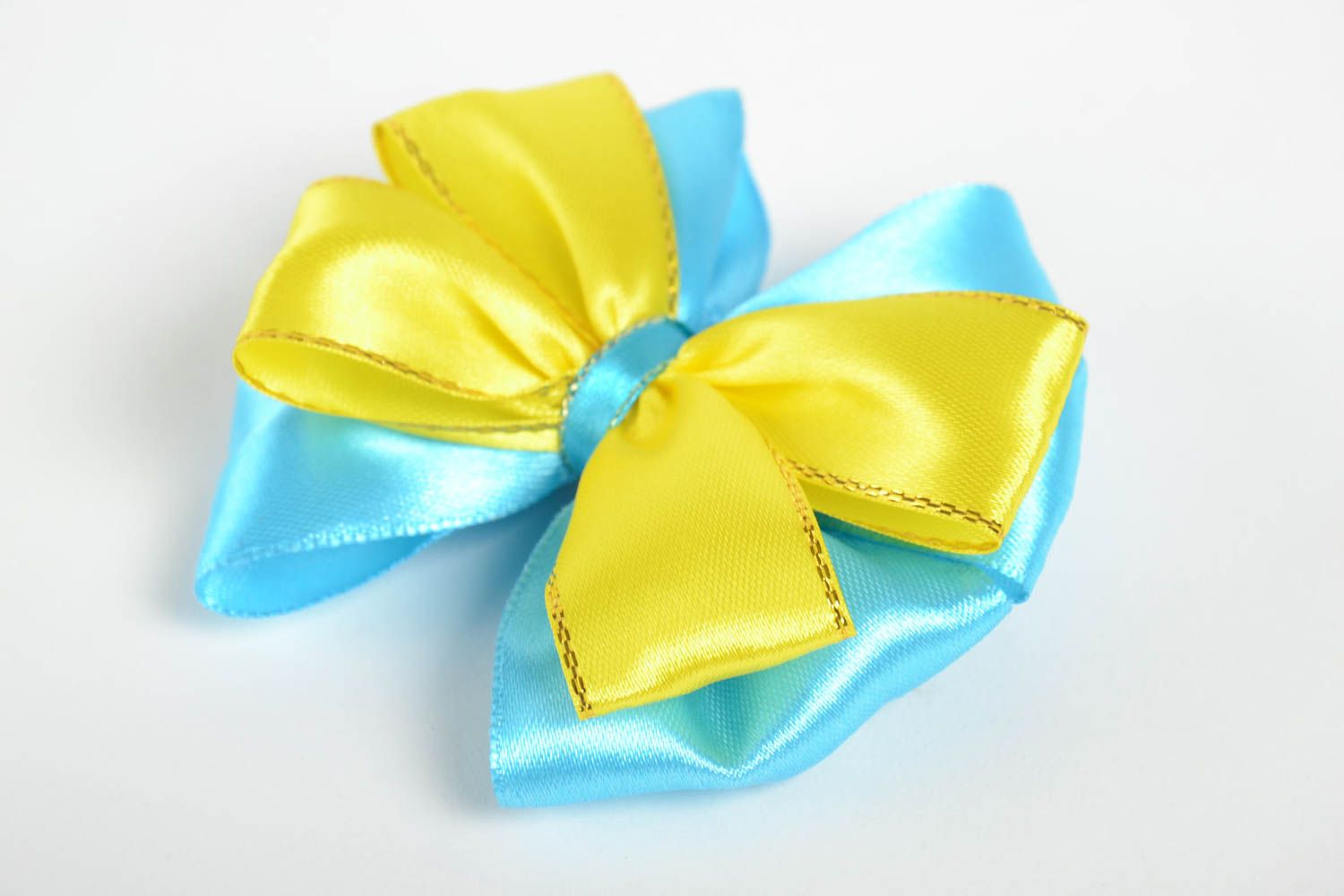 Bright handmade ribbon bow hair clip homemade barrette hair bow hair style ideas photo 4