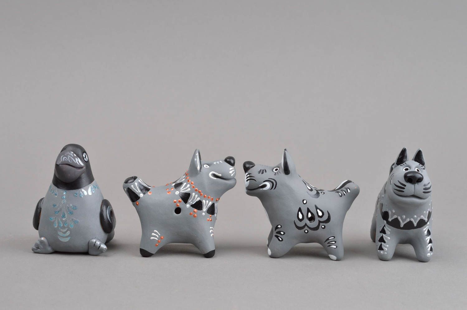 Керамические сувениры хэнд мейд набор игрушек из глины свистульки из глины 4 шт фото 2