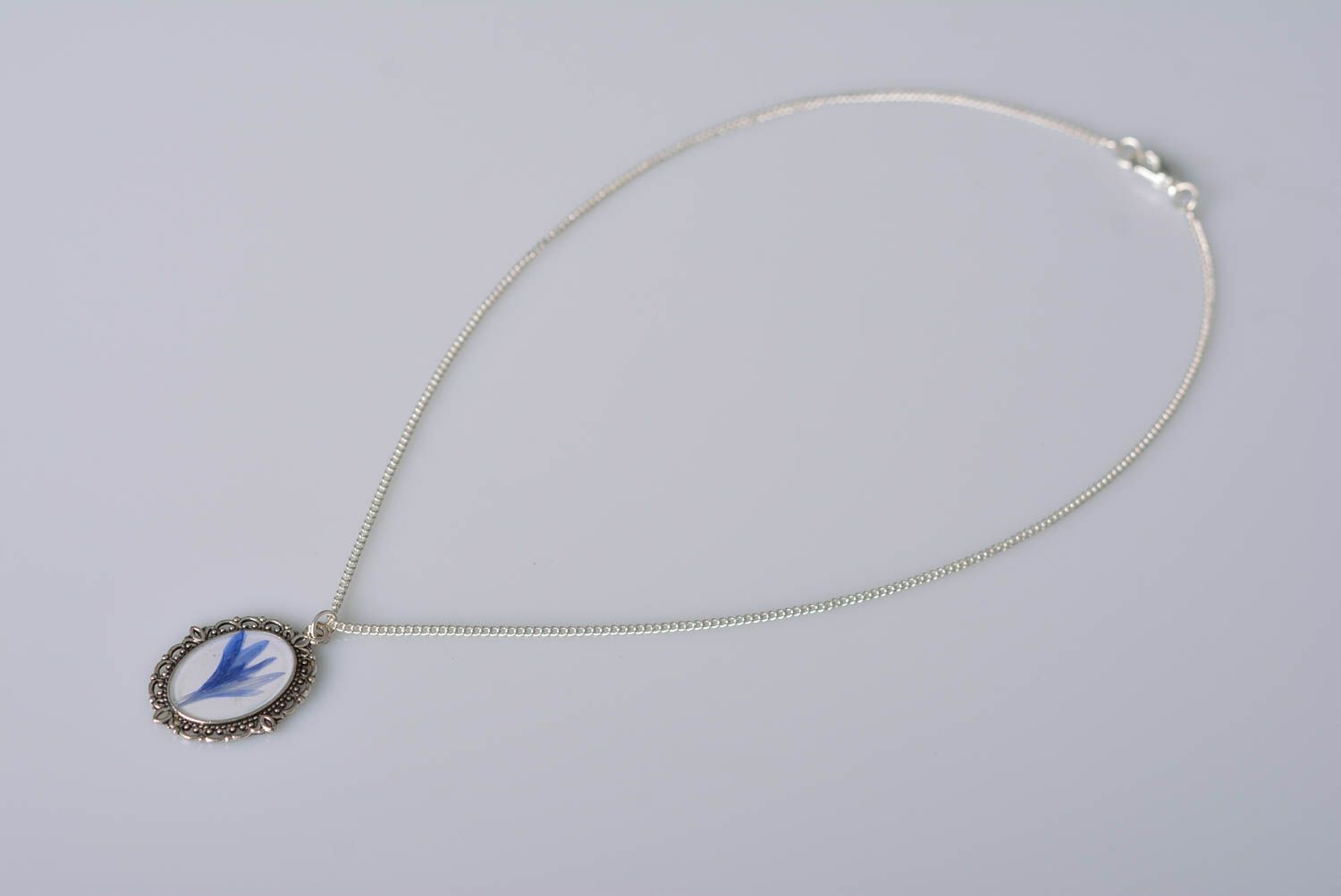 Vintage botanic pendant handmade pendant with natural flowers botanic jewelry photo 3
