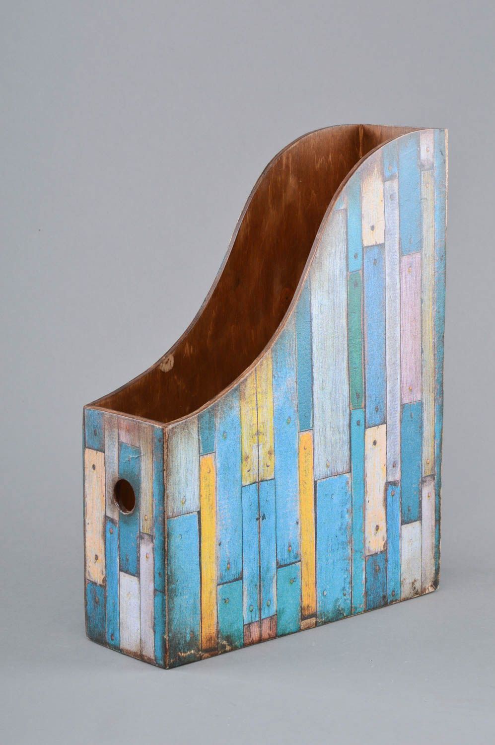 Handmade unusual bright beautiful plywood decoupage magazine rack  photo 3