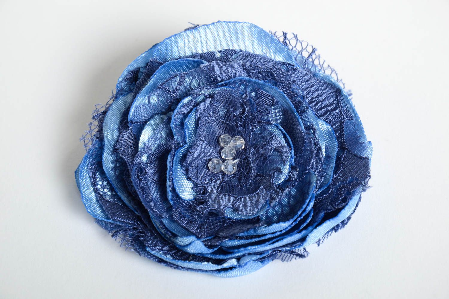 Handmade blue flower headband unusual elegant accessory cute headband photo 4