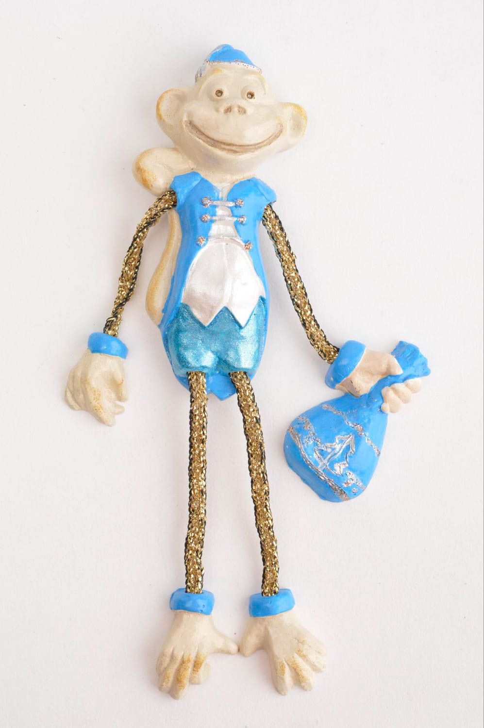 Imán de nevera artesanal souvenir original regalo personalizado Mono azul foto 2