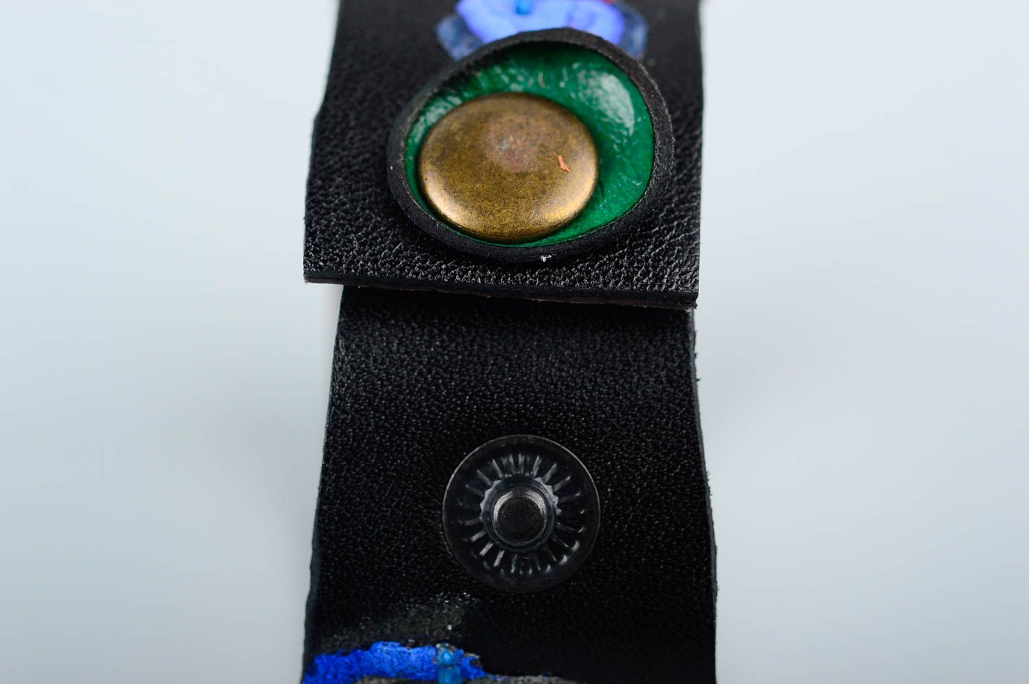 Handmade bright wide bracelet elegant leather bracelet stylish accessory photo 5