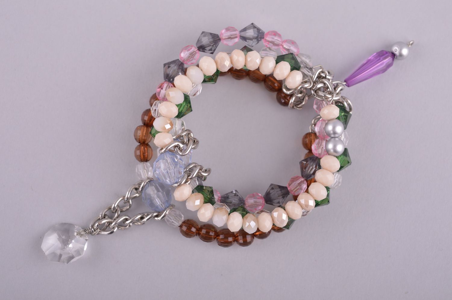 Handmade three layers beaded bracelet for teen girls photo 3