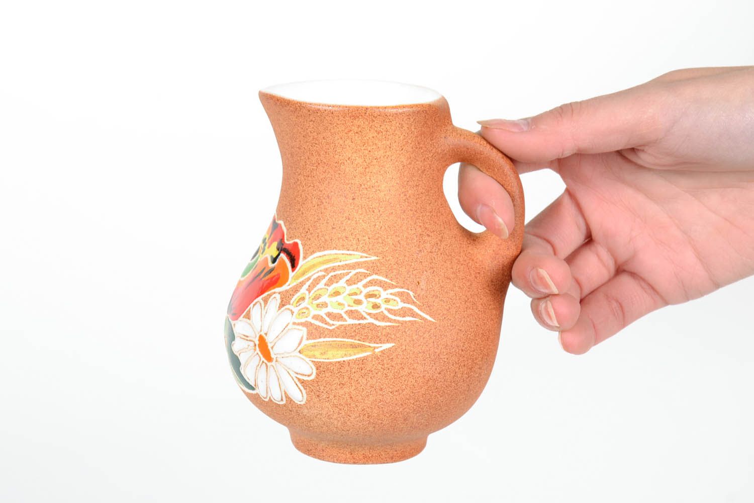 5 inches decorative 5 inches tall ceramic pitcher for home décor in floral style 0,6 lb photo 2