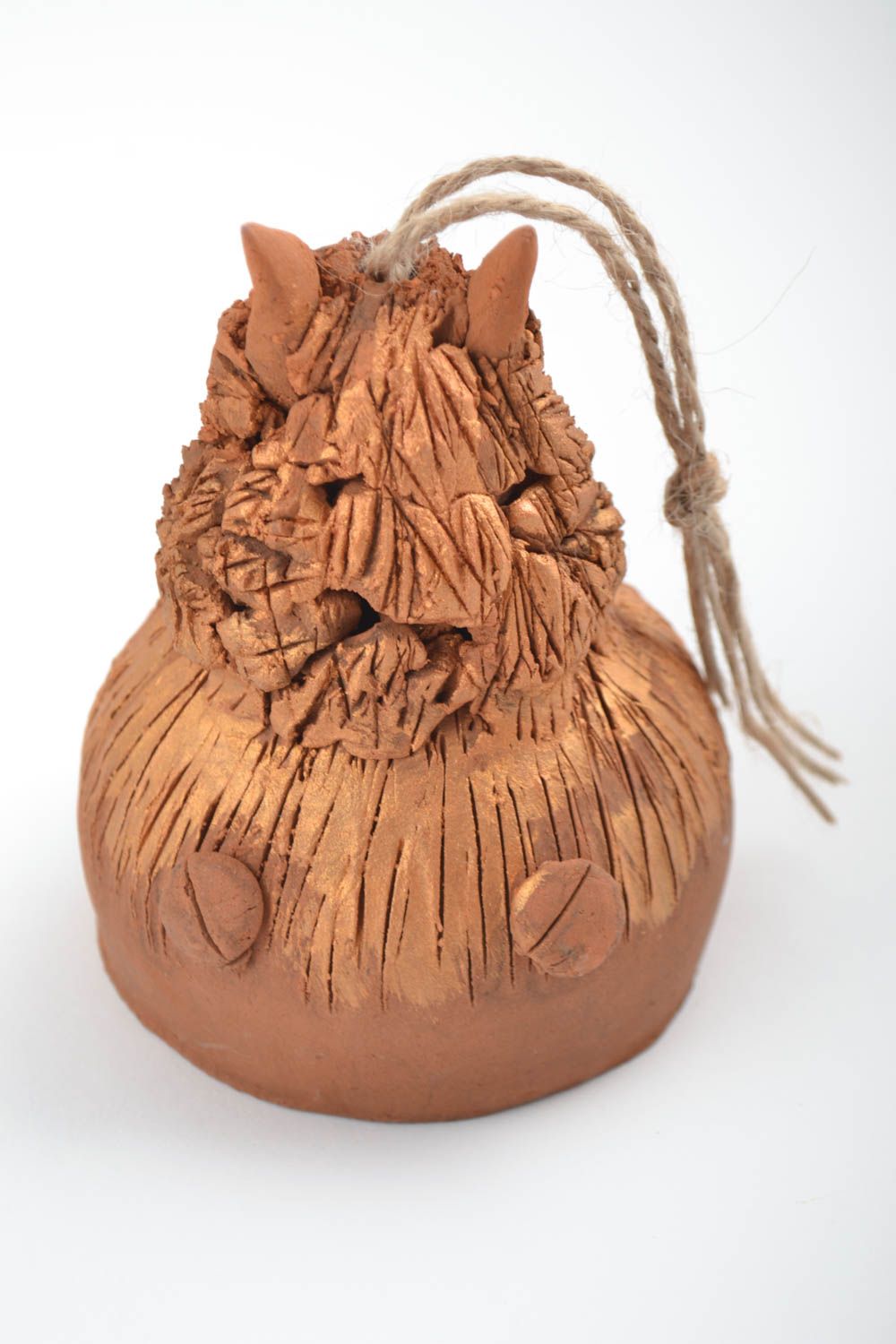 Handmade kleines Glöckchen Deko Pferd Figur aus Ton mit Acrylfarbe bemalt foto 3