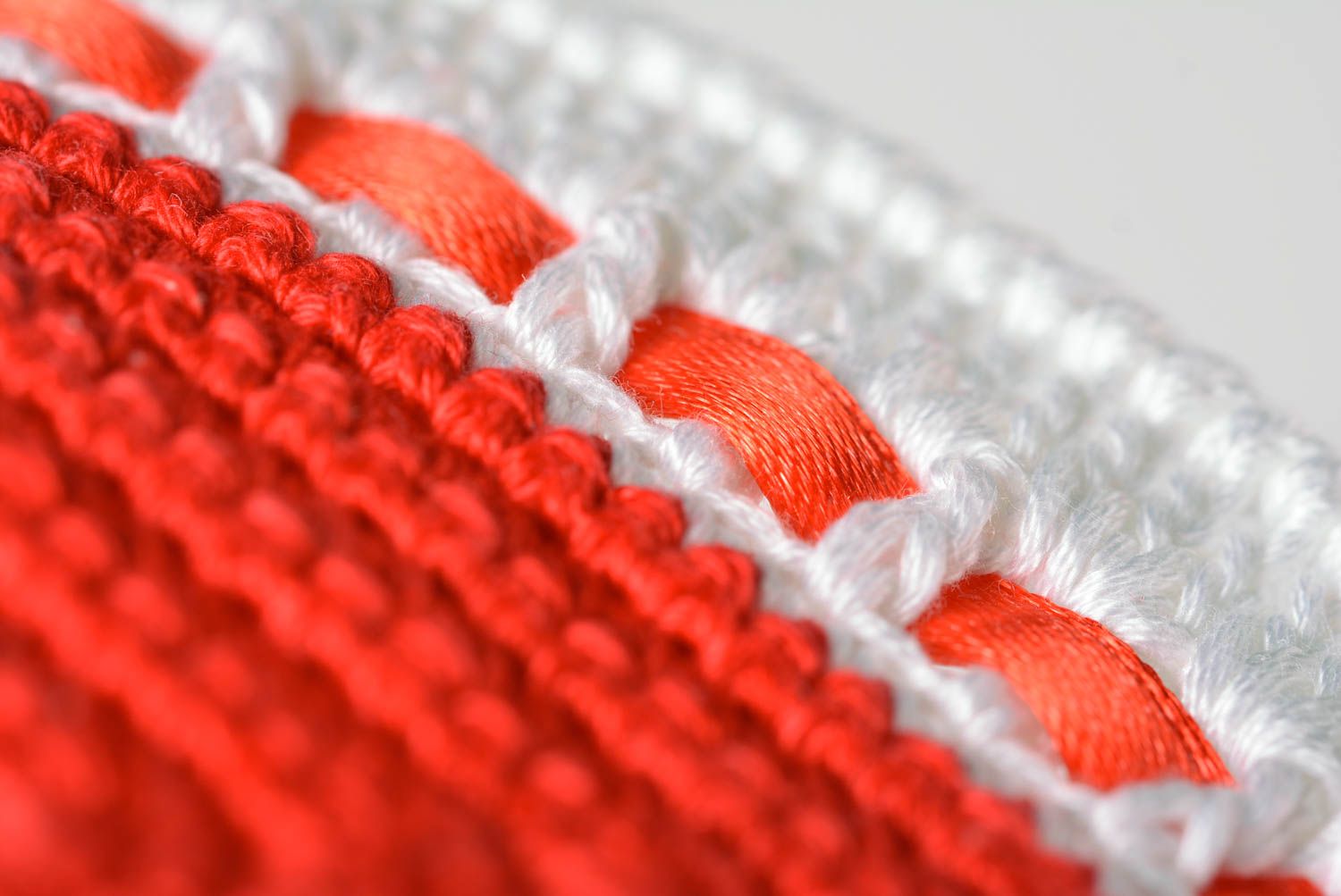 Dessous-de-verre au crochet Déco cuisine coton coeur rouge blanc original photo 5