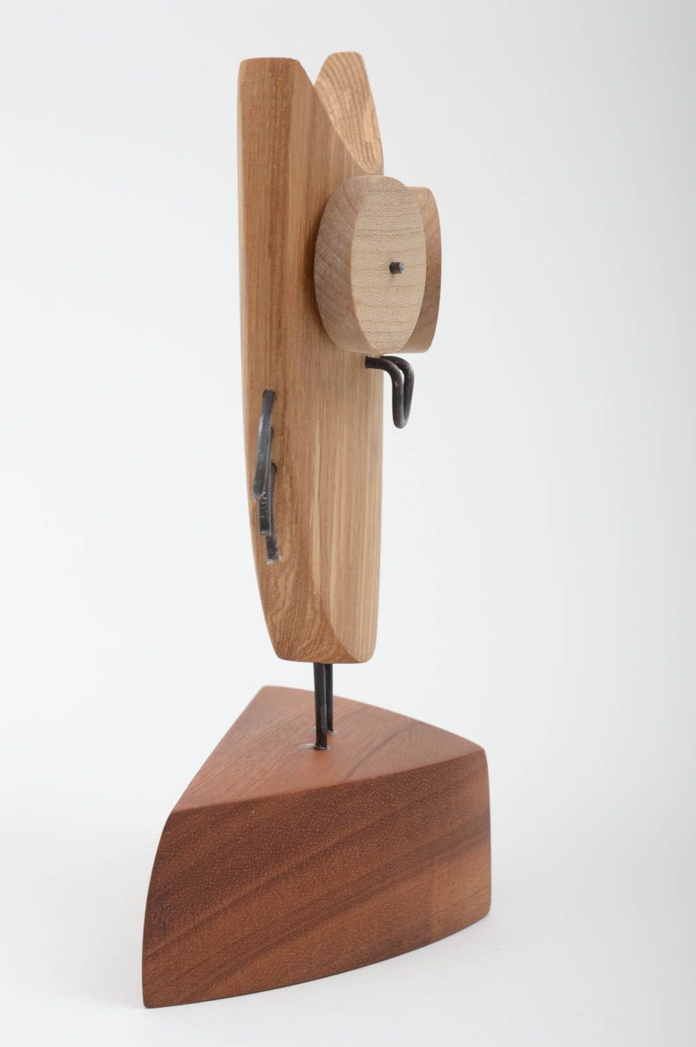 Statuette hibou Figurine en bois faite main polie Décoration d'intérieur photo 7