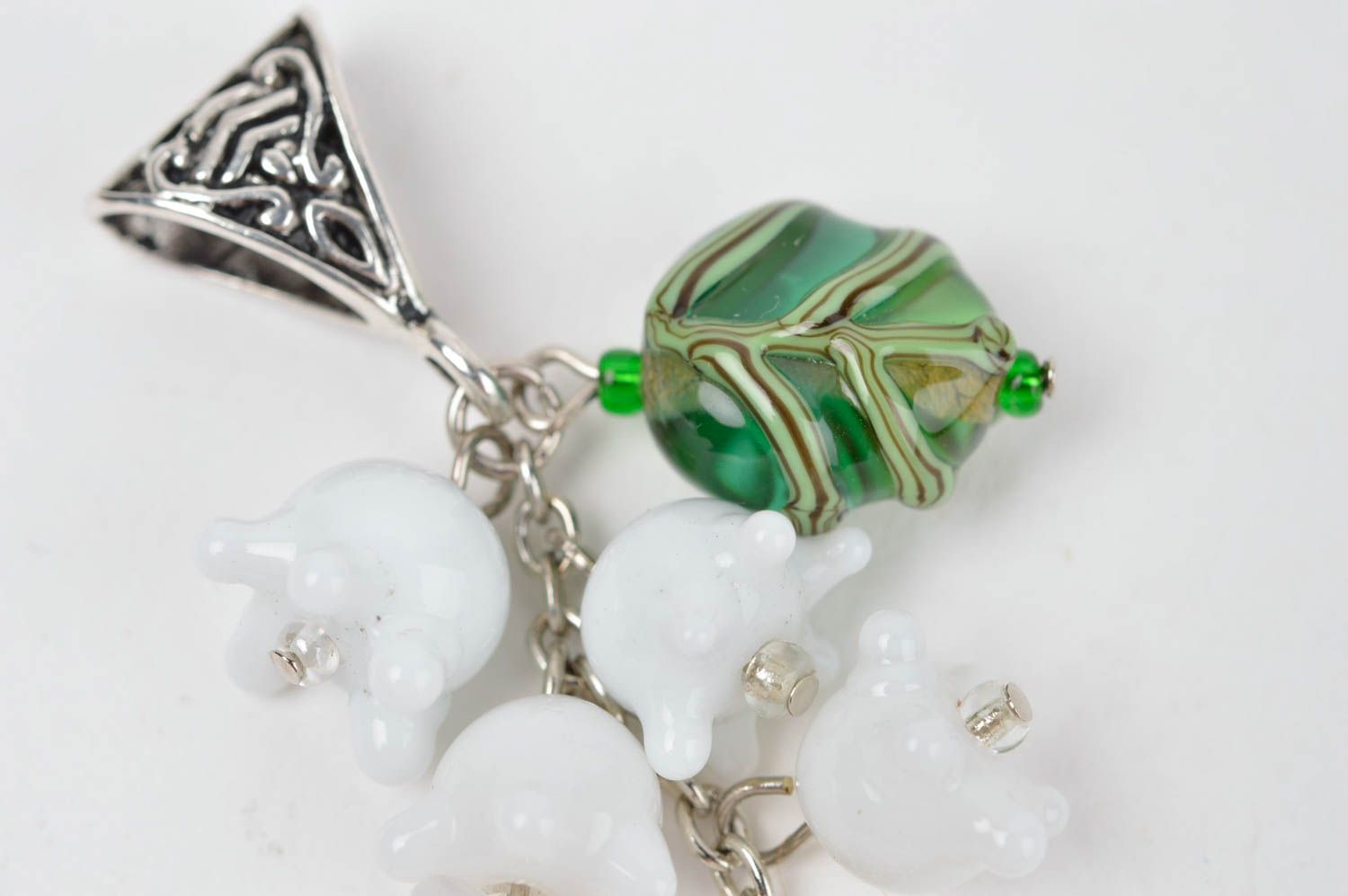Unusual handmade beaded pendant glass bead pendant designer jewelry gift ideas photo 5
