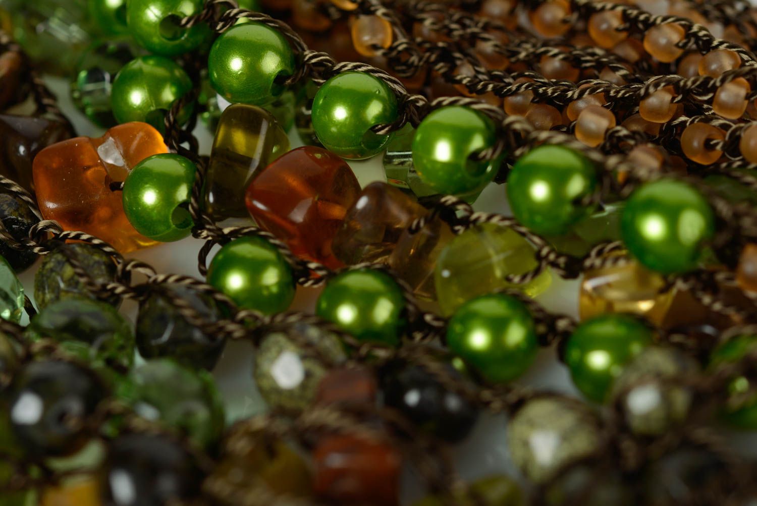 Beautiful handmade green crochet beaded necklace Queen of Swamps photo 2