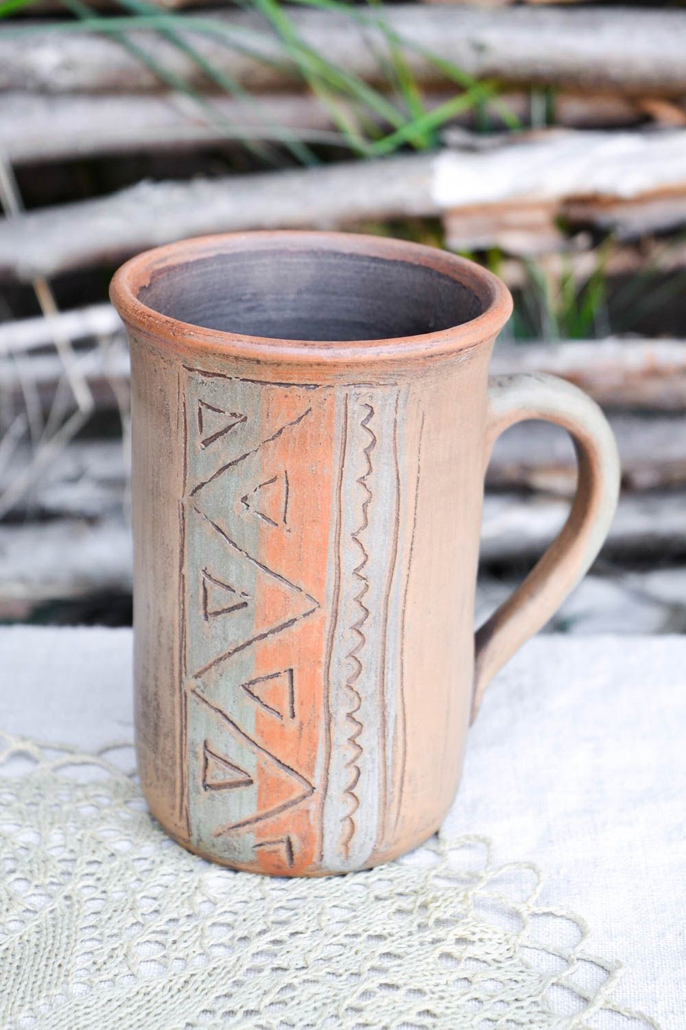 Tasse céramique faite main Mug original Vaisselle design 40 cl peinte polie photo 1
