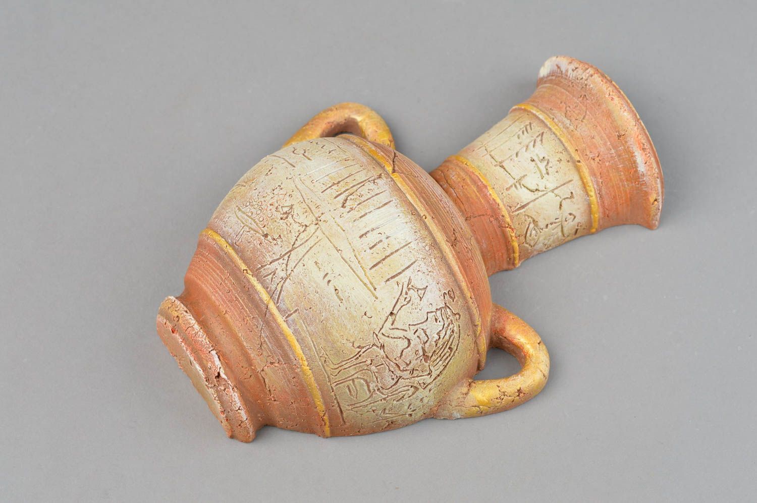 Глиняное панно в виде вазы ручной работы оригинальное красивое авторское фото 4