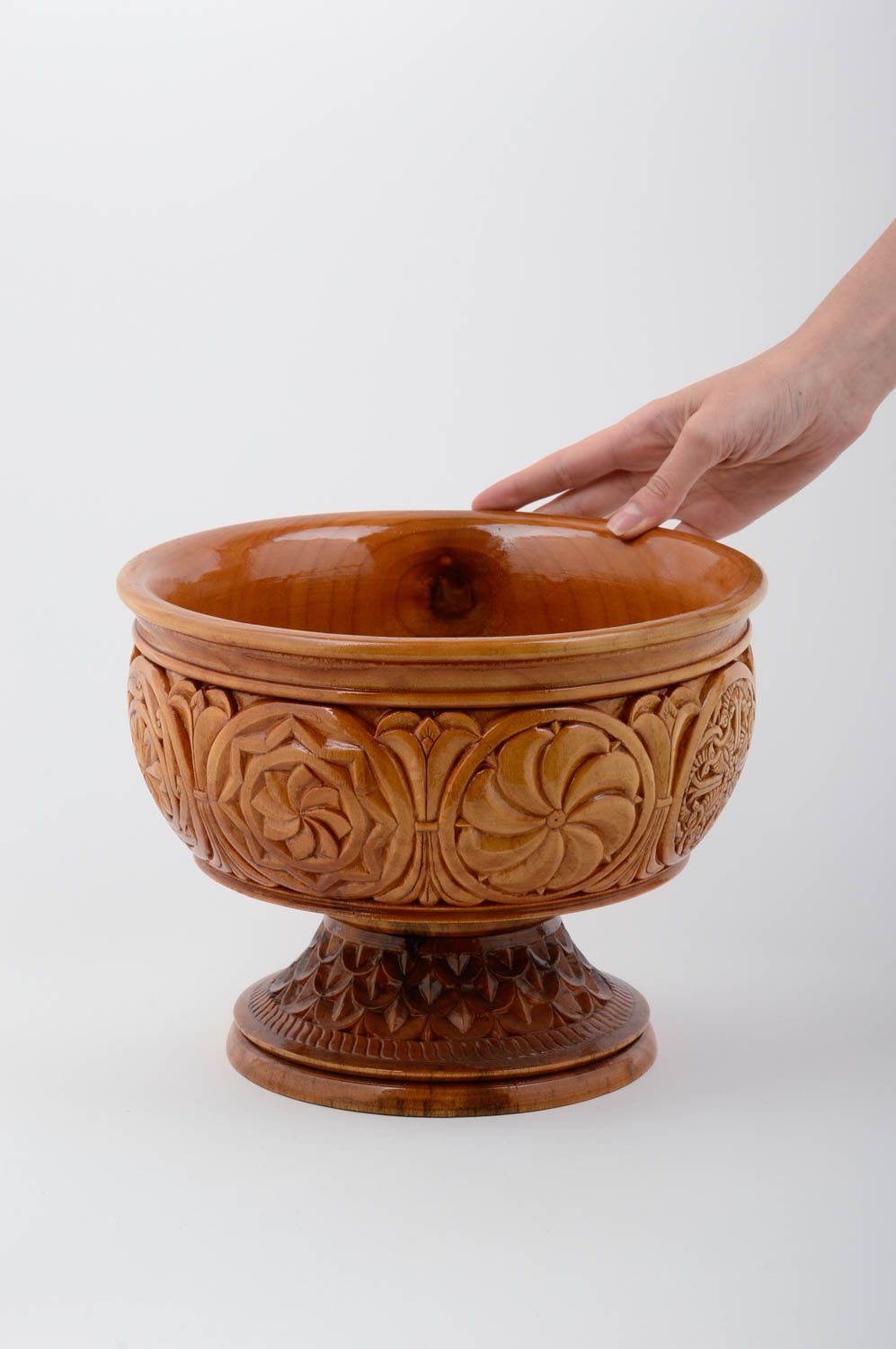 Красивая ваза ручной работы ваза для цветов декор из дерева оригинальная фото 5