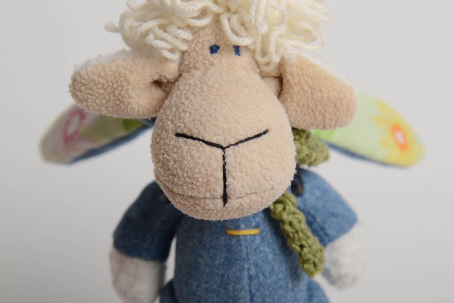 Small handmade soft toy made of felt and jeans unusual for kids photo 3