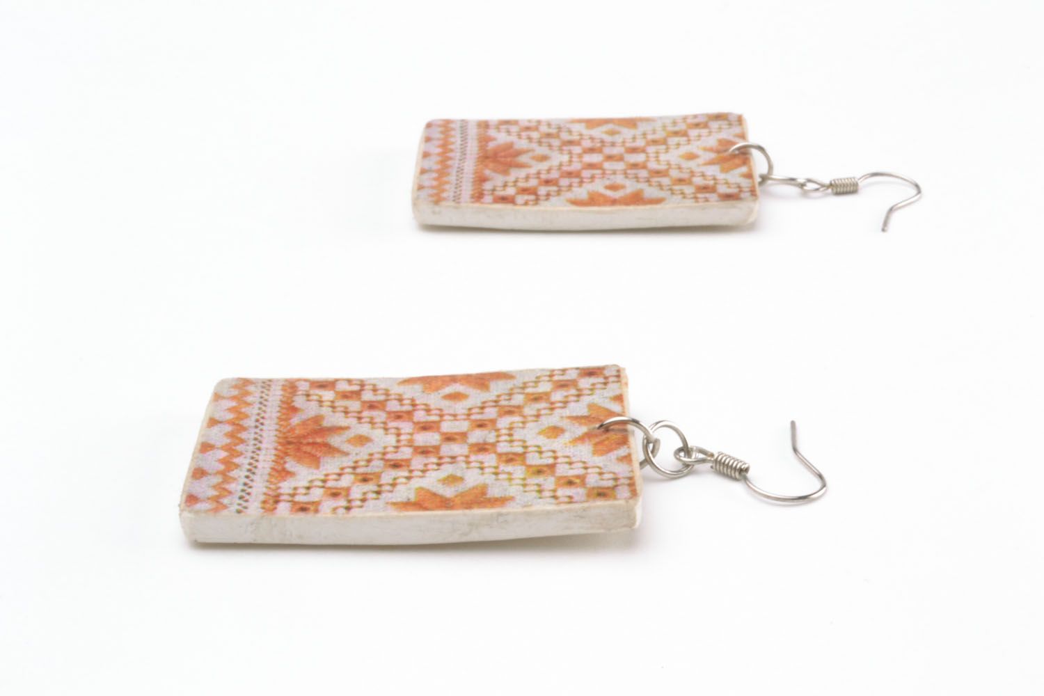 Earrings made of polymer clay Pattern photo 3