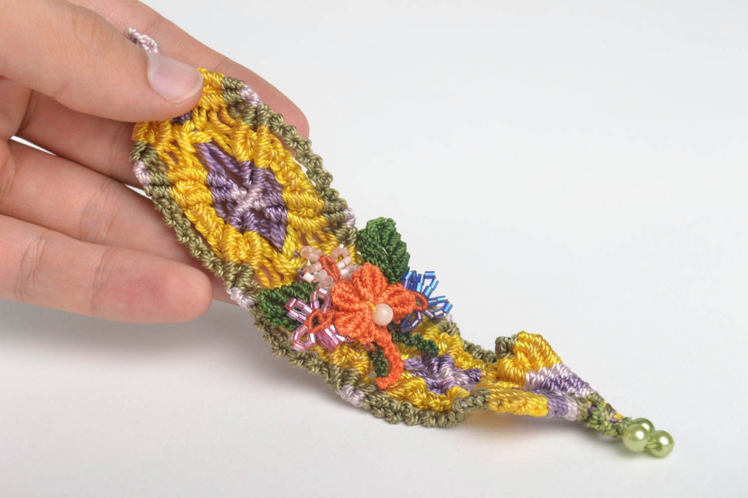Geflochtenes Armband handmade Armband aus Stoff Geschenk für Frau mit Blumen foto 4