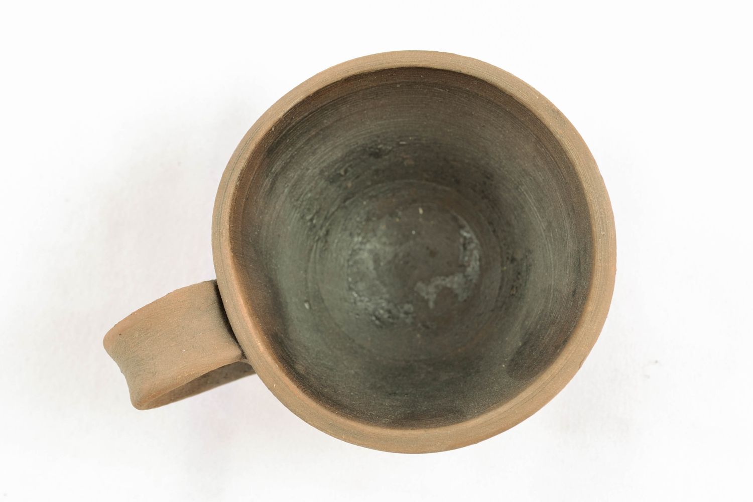 Small 1,5 oz clay not glazed espresso coffee cup with handle photo 3
