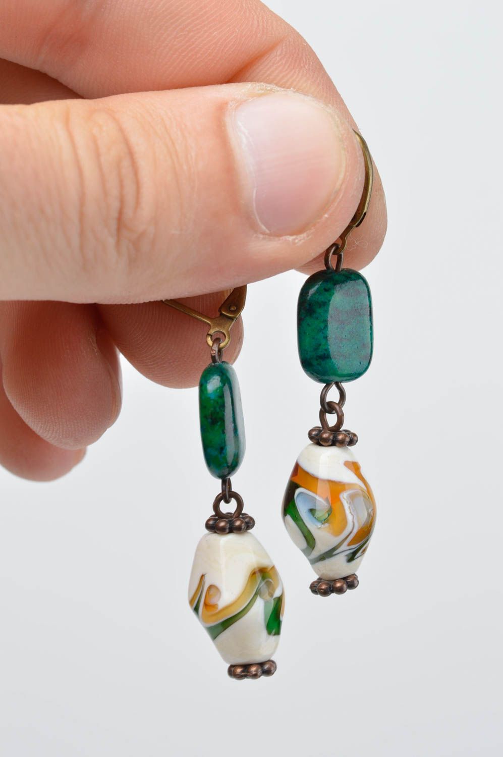 Handgemachte Glas Ohrringe Accessoire für Frauen Damen Schmuck originell schön foto 5