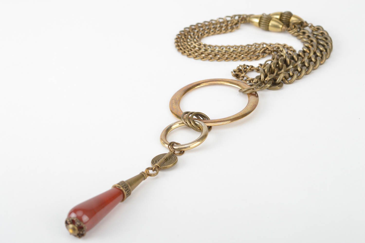 Joli collier métallique sur chaîne avec pendentif fait main accessoire Goutte photo 5