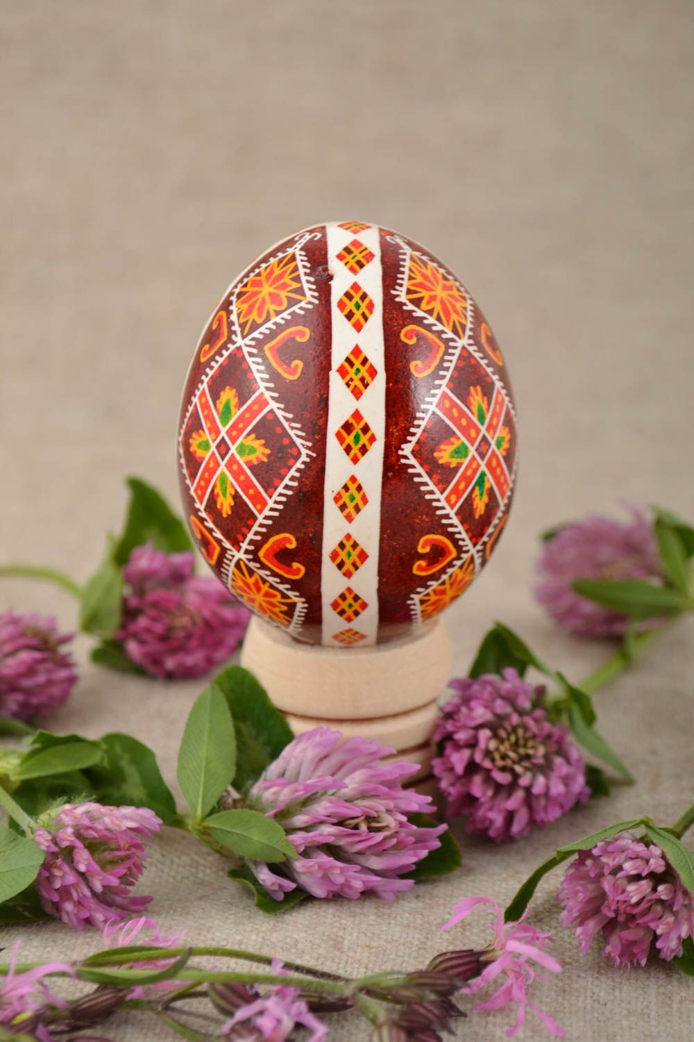 Unusual design handmade Easter egg painted with acrylics photo 1