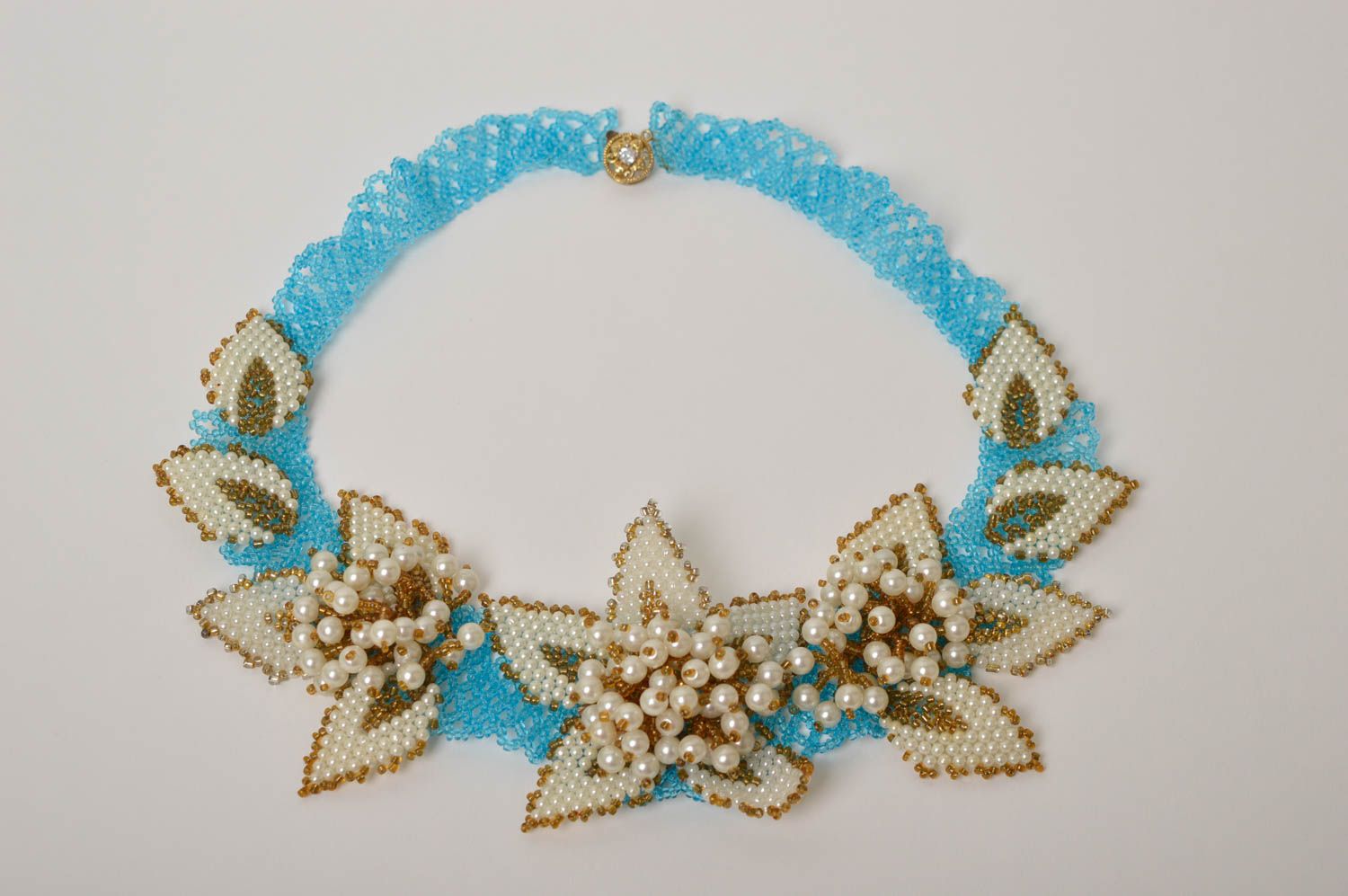 Handmade beaded elegant necklace stylish designer jewelry trendy gift for her photo 4