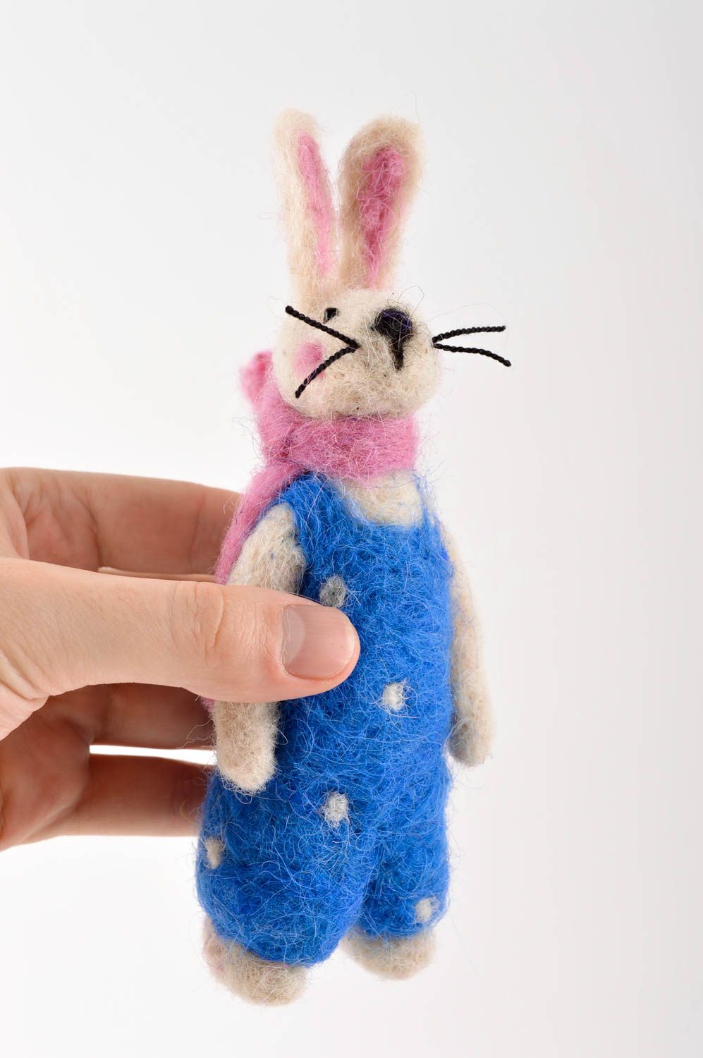 Валяная игрушка ручной работы добрый заяц игрушка из шерсти мягкая игрушка фото 5