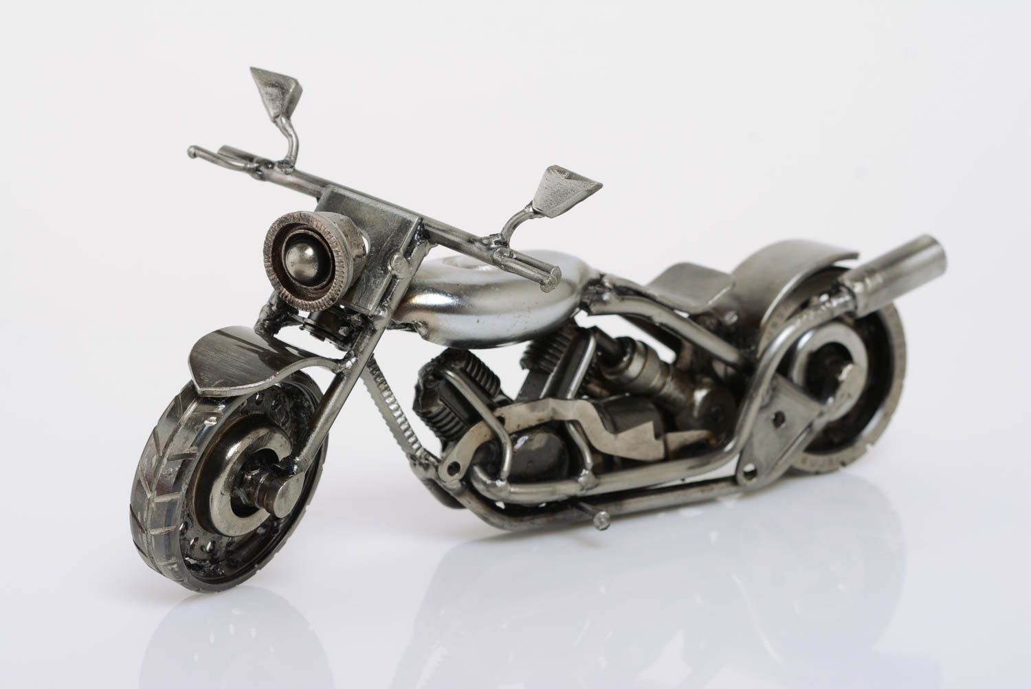 Handmade designer miniature metal motorcycle model figurine in techno art style photo 1