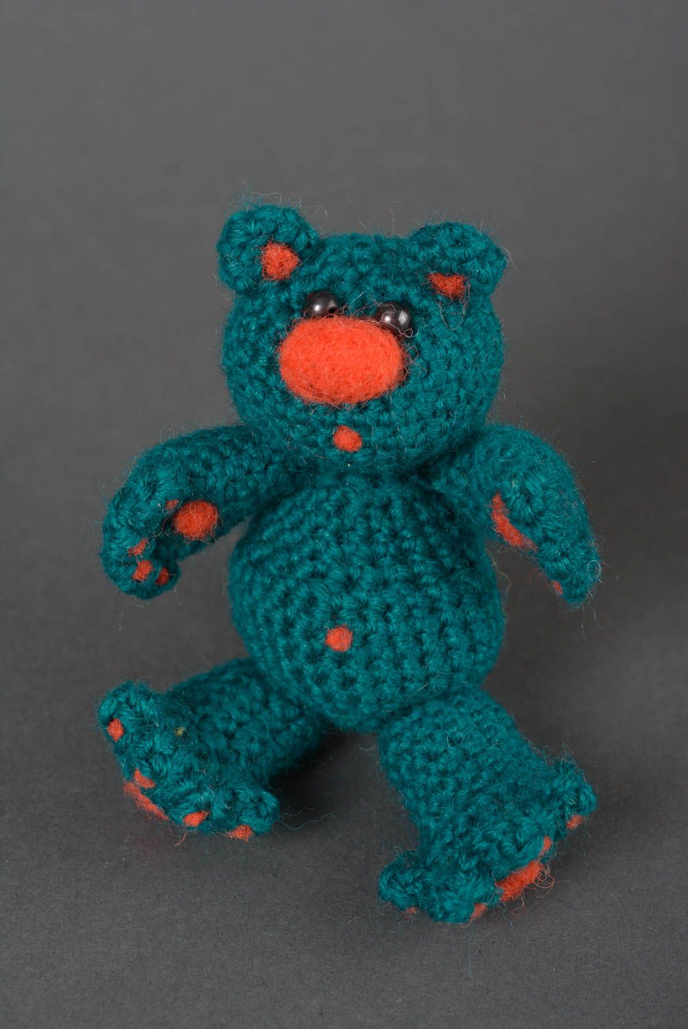 Jouet tricoté au crochet Peluche faite main Cadeau enfant original Ours bleu photo 1