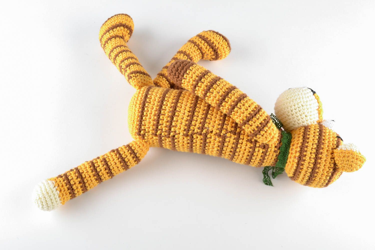 Тигр Мягкая вязаная игрушка ручной работы из шерсти фото 4