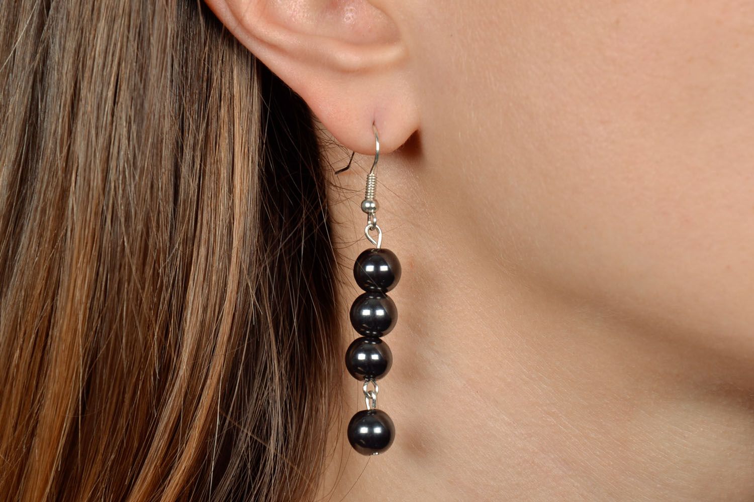 Long earrings with hematite photo 5