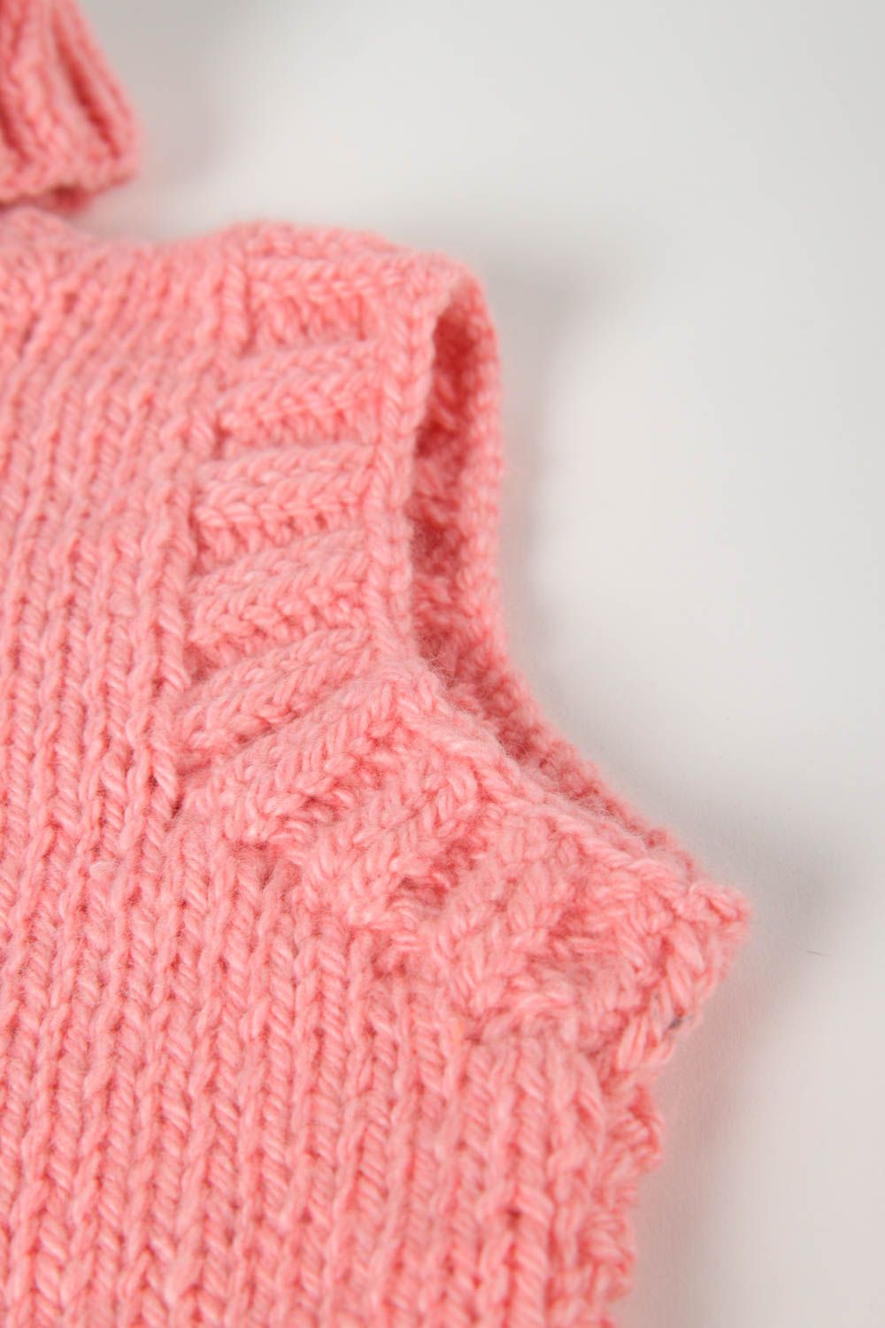 Knitted winter set handmade hat pink vest designer clothes for girl kids present photo 3