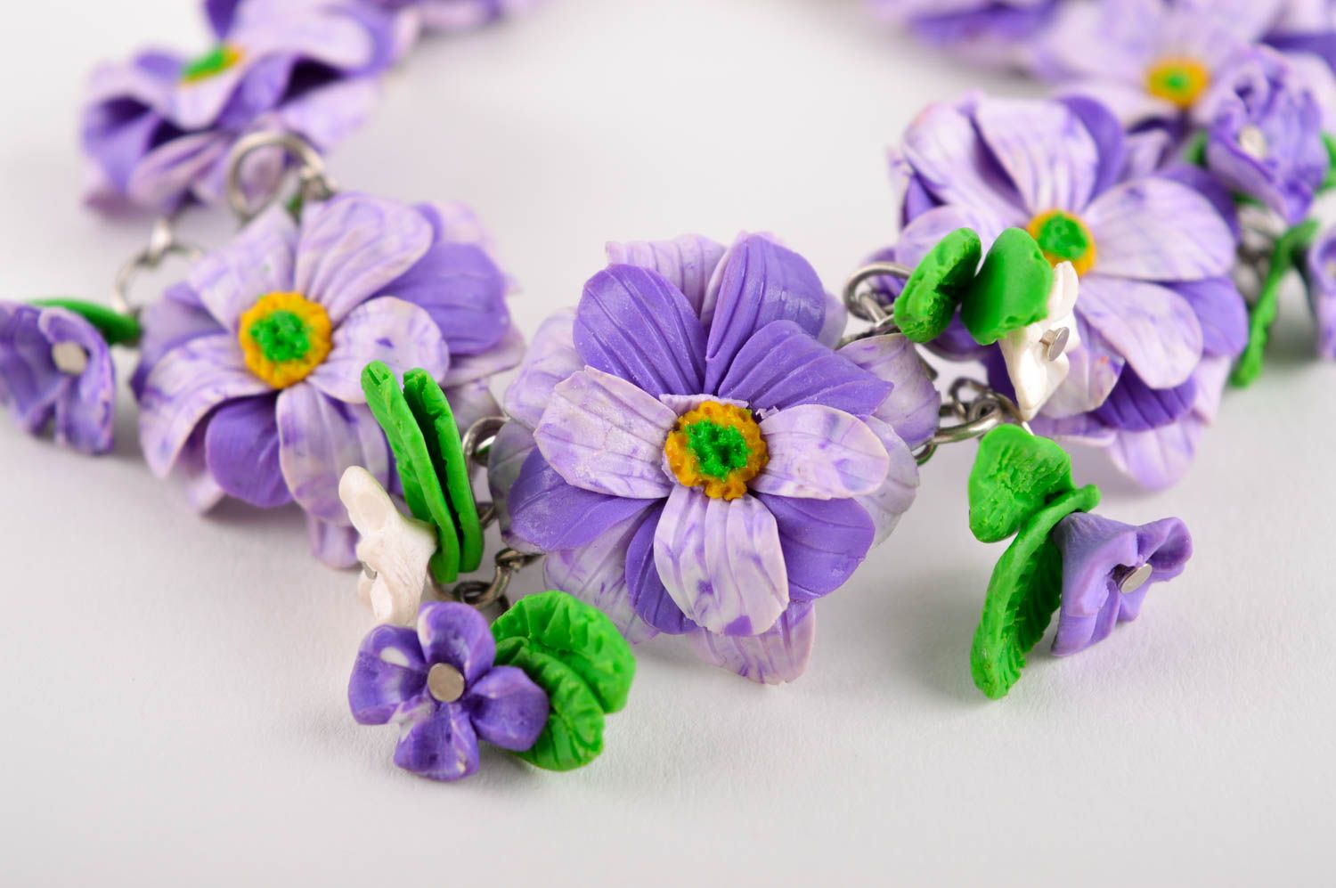 Handmade jewellery wrist bracelet flower jewelry polymer clay womens bracelets photo 3