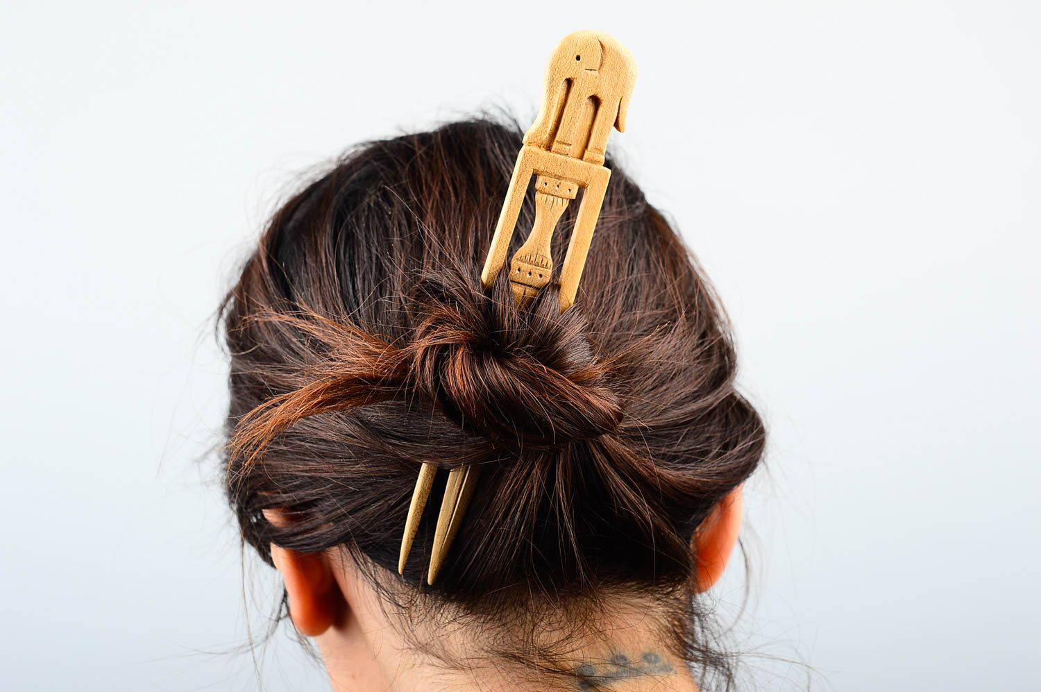 Handmade stylish hair stick elegant designer accessory wooden hair stick photo 2