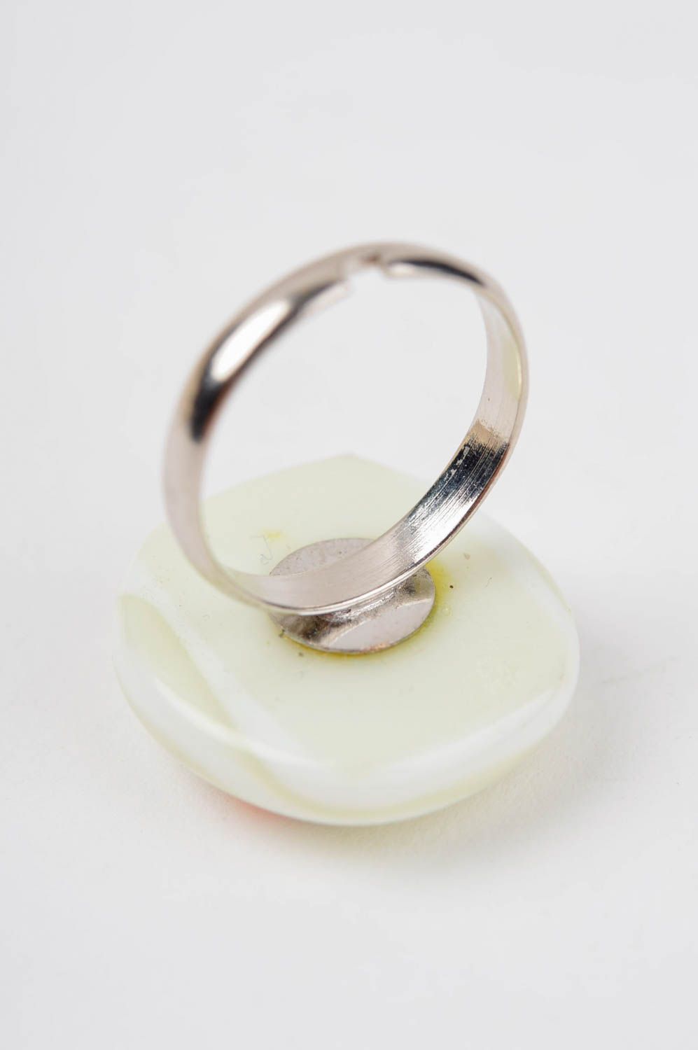 Handmade weißer Glas Ring Damen Modeschmuck Accessoire für Frauen zart Fusing foto 3