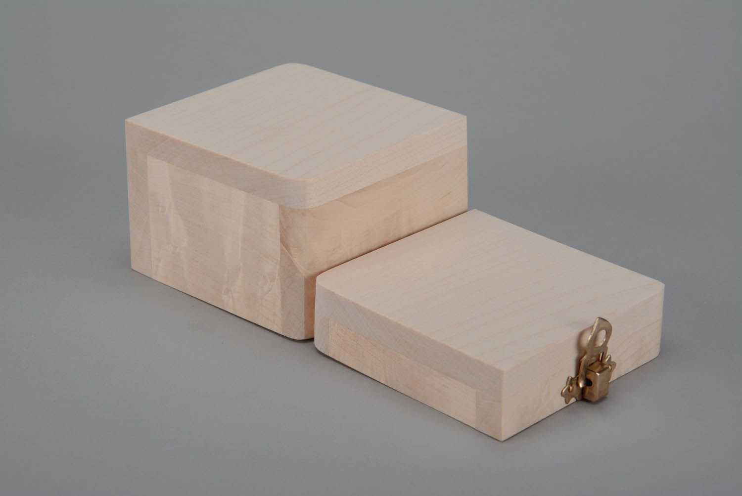 Square wooden blank box with a lock photo 5