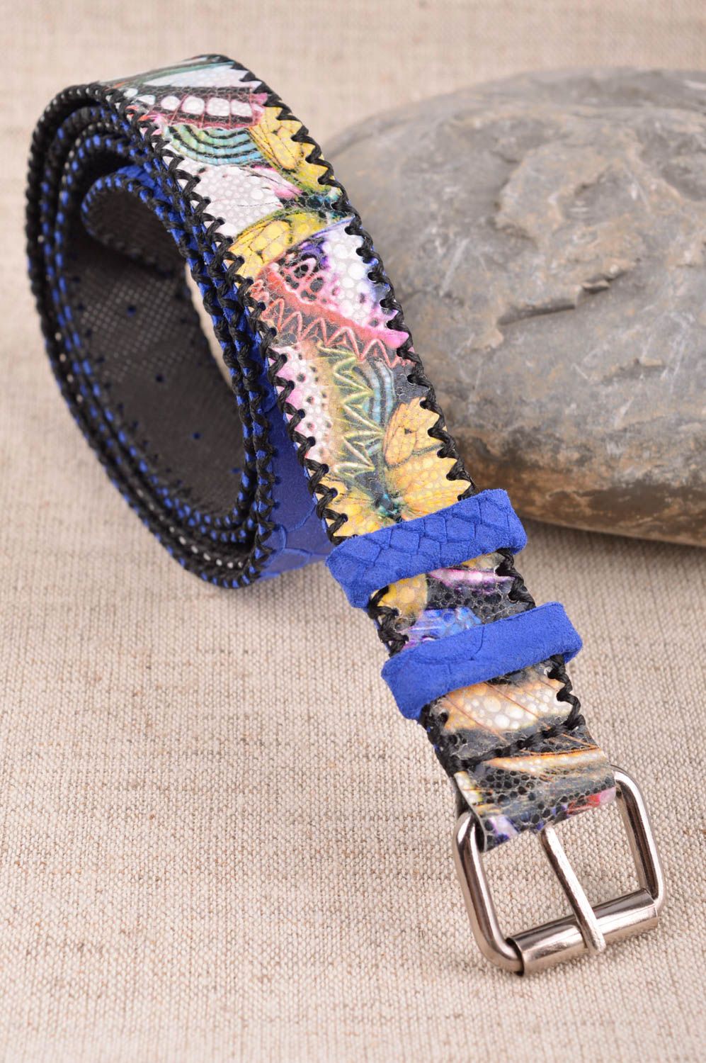 Cinturón artesanal de cuero natural accesorio para mujer regalo original foto 1