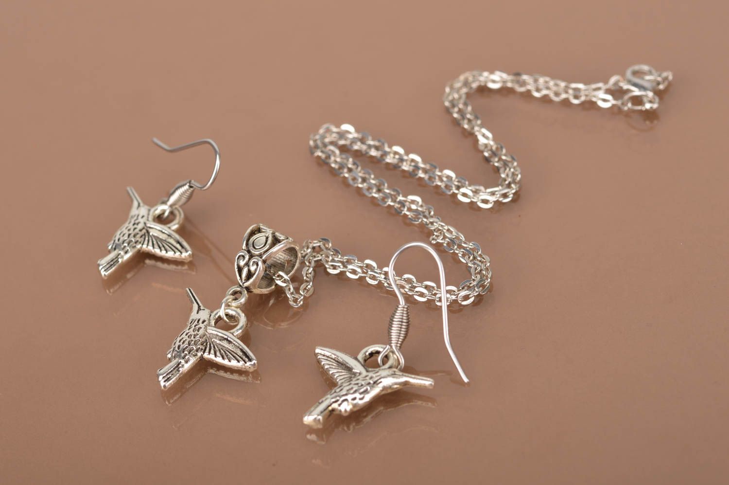 Handmade  jewelry metal jewelry set pendant necklace dangling earrings photo 4